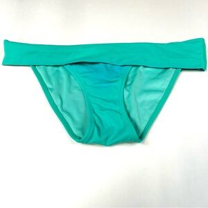 Victoria’s Secret Bikini Bottoms Size Medium Cheeky Fold Over Solid Blue #0661